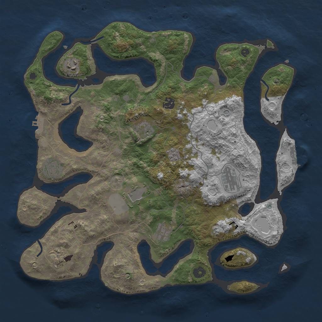 Rust Map: Procedural Map, Size: 4000, Seed: 284941327, 20 Monuments