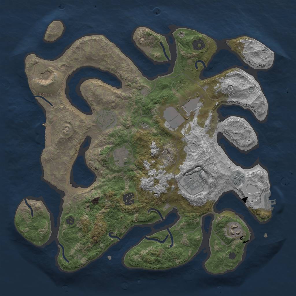 Rust Map: Procedural Map, Size: 3600, Seed: 1463400157, 19 Monuments