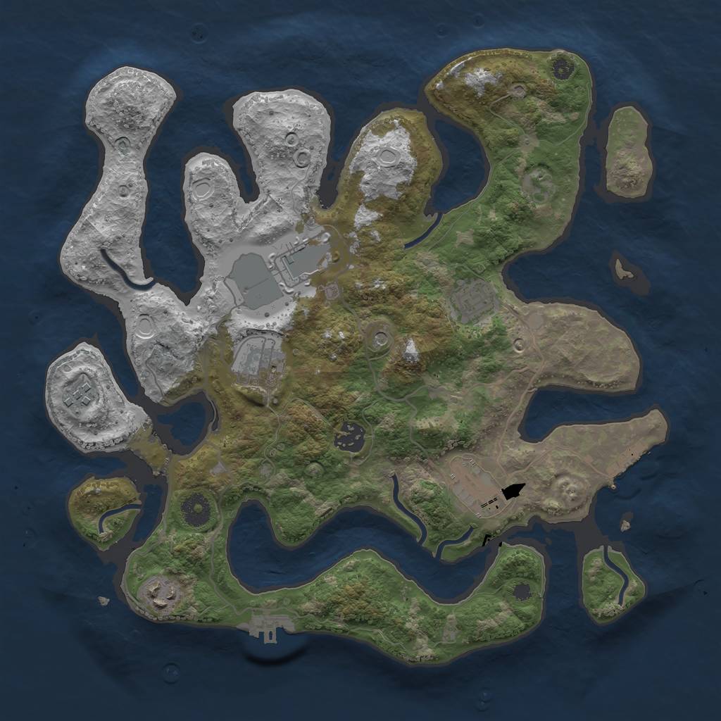 Rust Map: Procedural Map, Size: 3500, Seed: 533778504, 18 Monuments