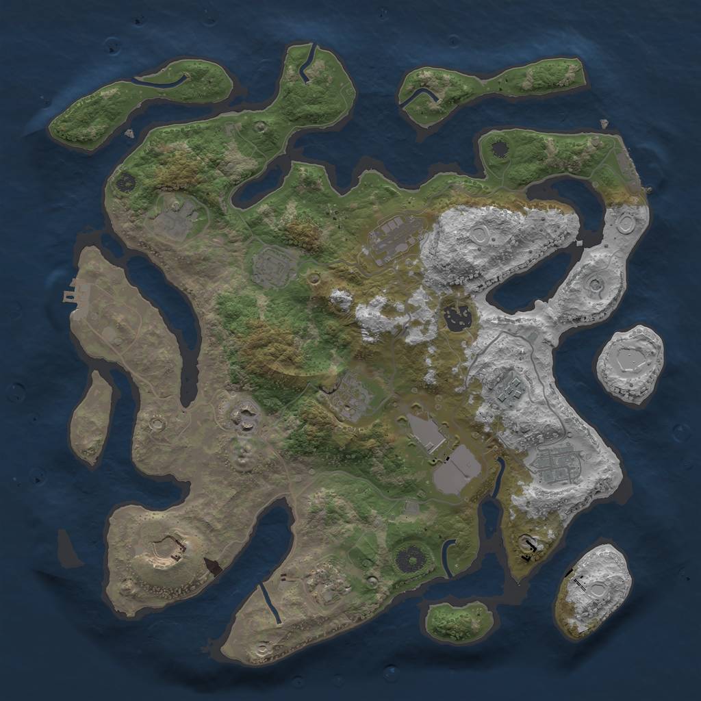 Rust Map: Procedural Map, Size: 3750, Seed: 1013092069, 22 Monuments