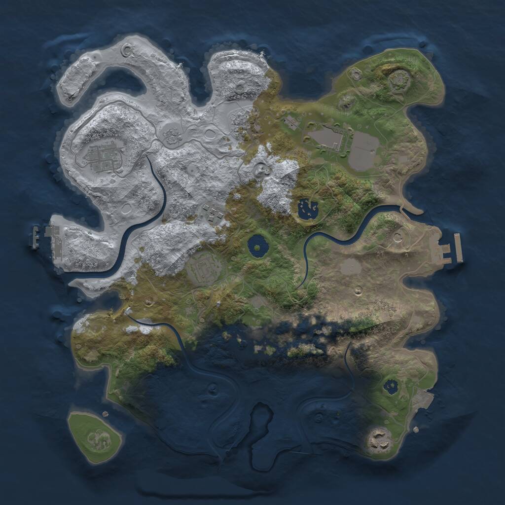 Rust Map: Procedural Map, Size: 3500, Seed: 916346962, 14 Monuments