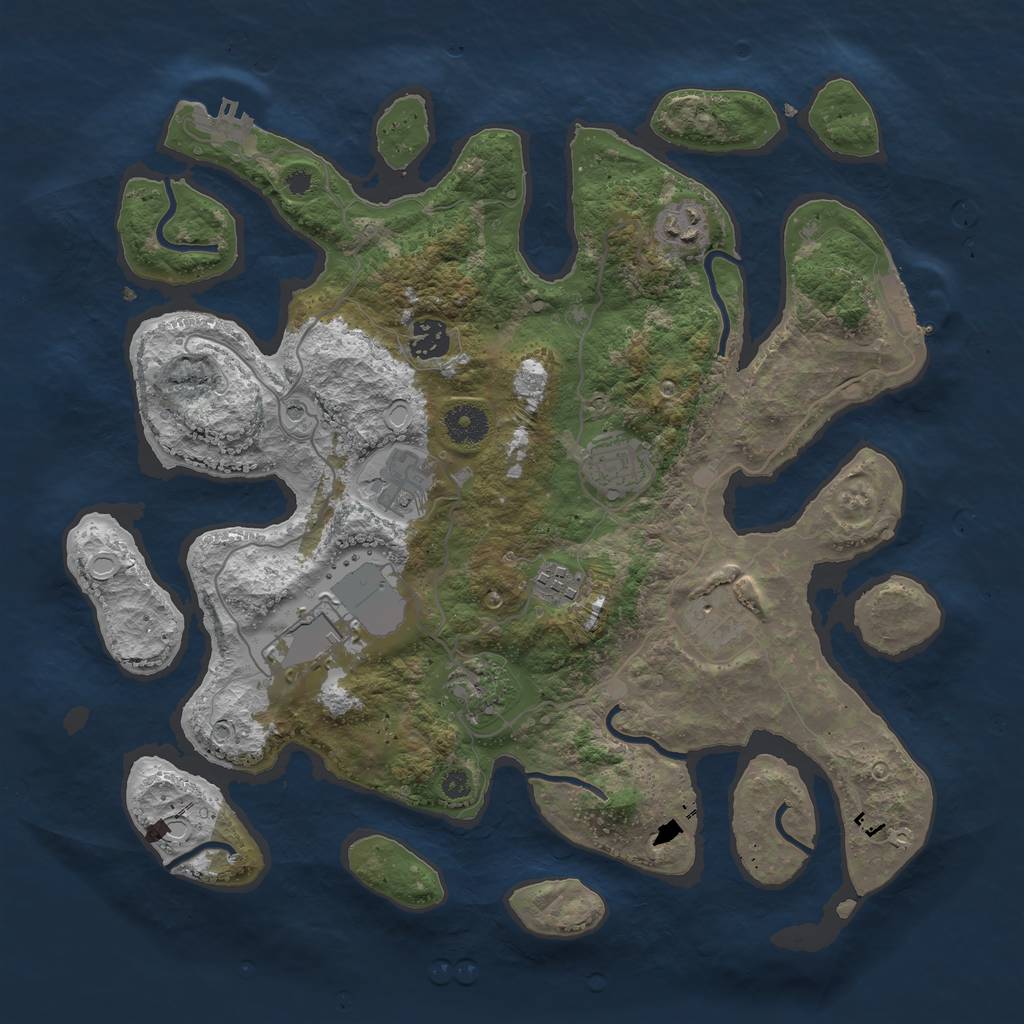 Rust Map: Procedural Map, Size: 3700, Seed: 10610784, 19 Monuments