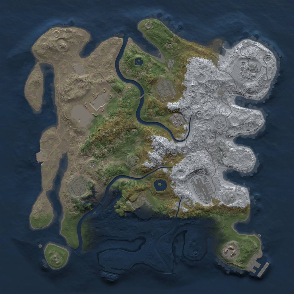 Rust Map: Procedural Map, Size: 3500, Seed: 72000, 14 Monuments