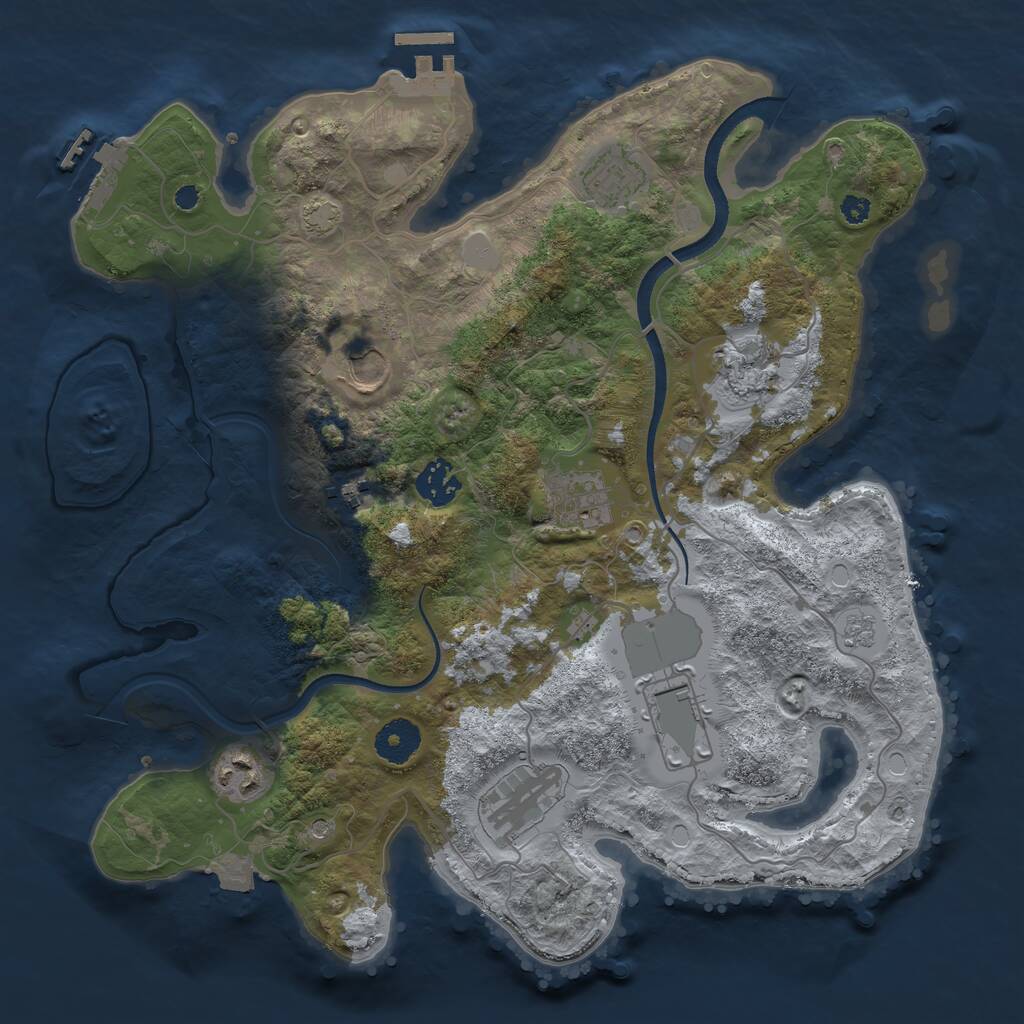 Rust Map: Procedural Map, Size: 3500, Seed: 1159027915, 15 Monuments