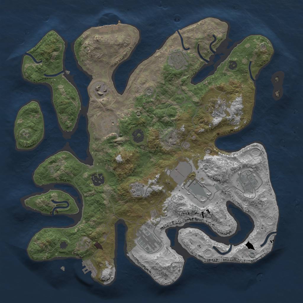 Rust Map: Procedural Map, Size: 3500, Seed: 1159027915, 20 Monuments