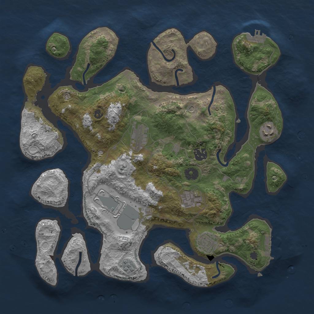 Rust Map: Procedural Map, Size: 3500, Seed: 7864564, 18 Monuments