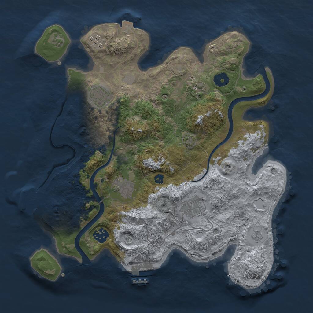 Rust Map: Procedural Map, Size: 3250, Seed: 1990352413, 12 Monuments