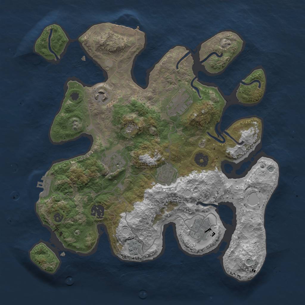 Rust Map: Procedural Map, Size: 3250, Seed: 1990352413, 18 Monuments