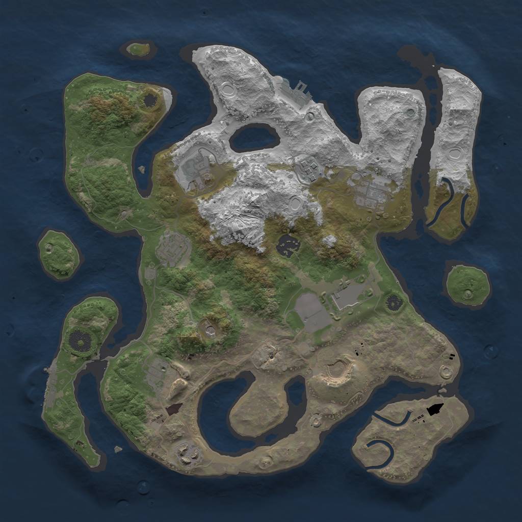 Rust Map: Procedural Map, Size: 3500, Seed: 545857, 20 Monuments