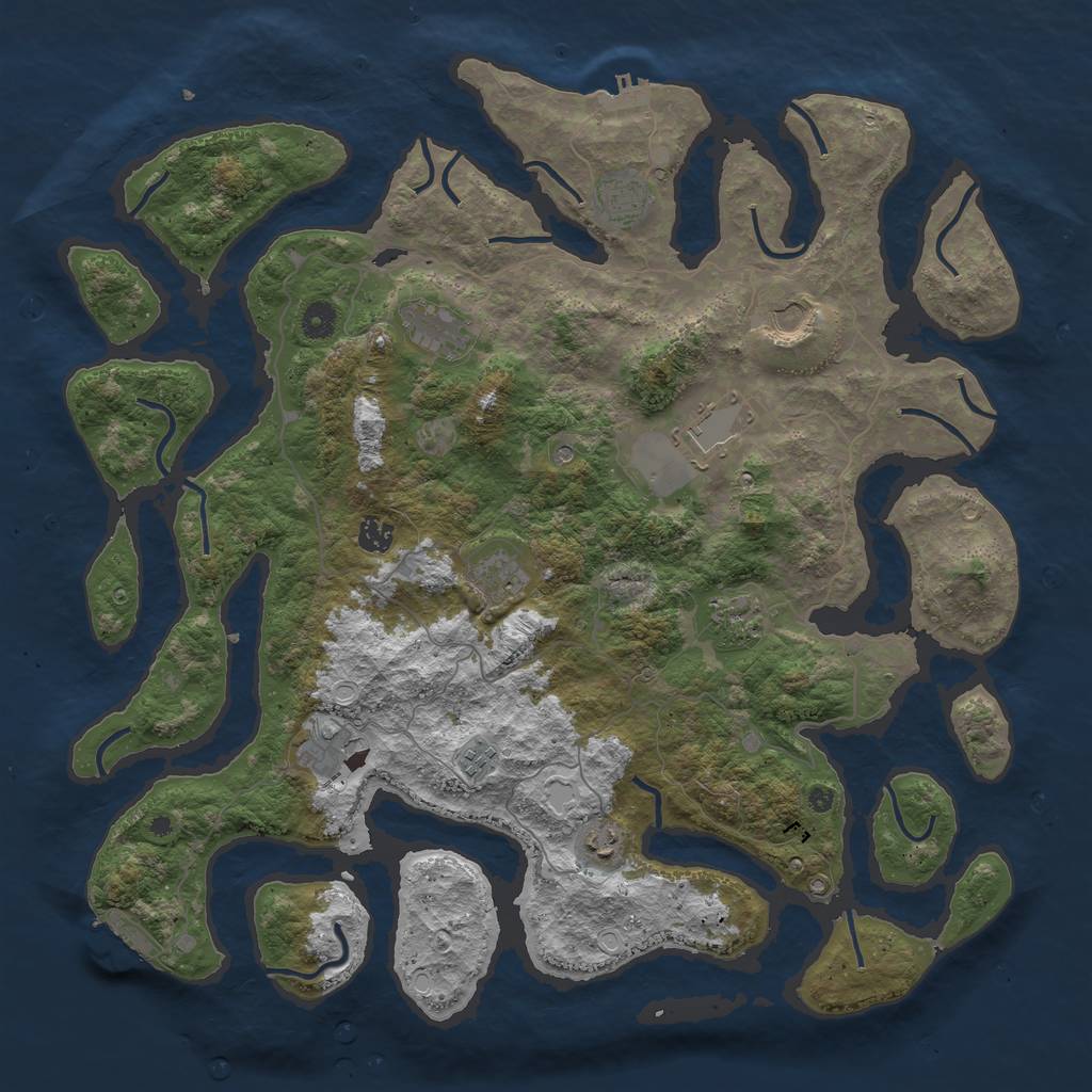 Rust Map: Procedural Map, Size: 4500, Seed: 854736456, 21 Monuments