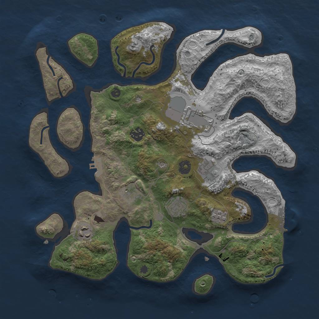 Rust Map: Procedural Map, Size: 3500, Seed: 952947150, 18 Monuments