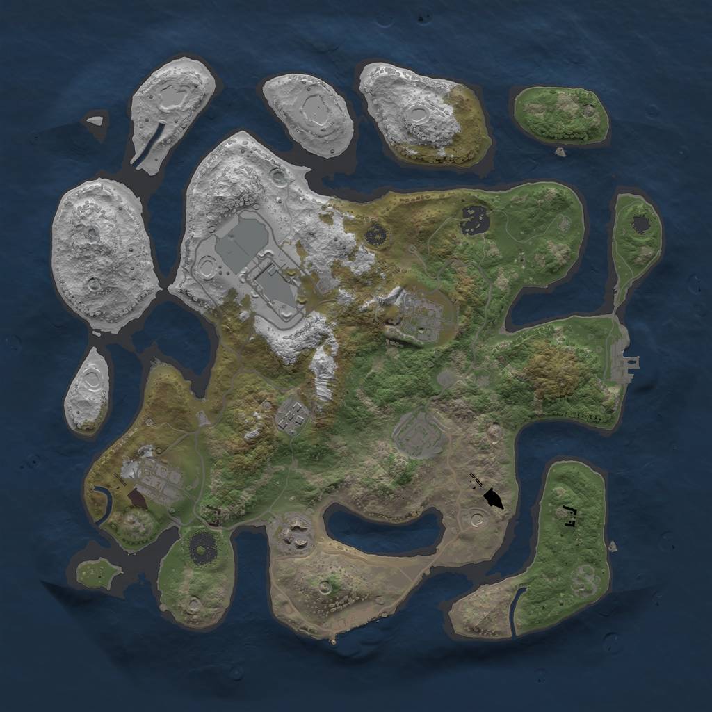 Rust Map: Procedural Map, Size: 3500, Seed: 61954691, 18 Monuments