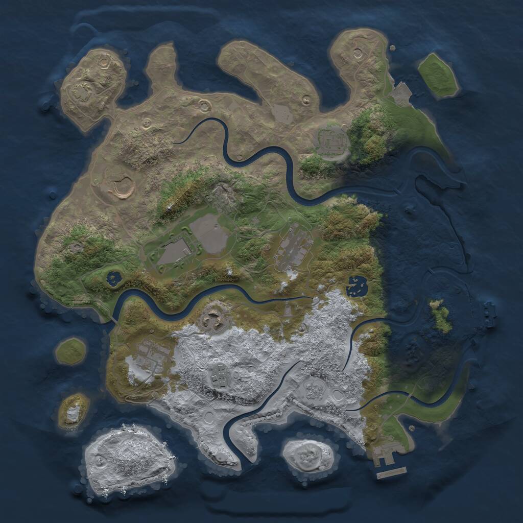 Rust Map: Procedural Map, Size: 3500, Seed: 109319587, 14 Monuments