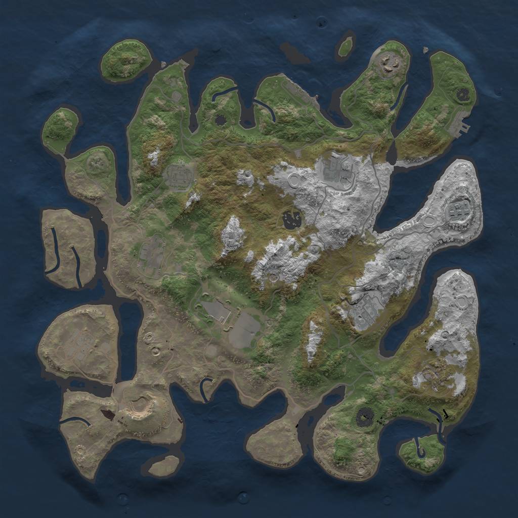 Rust Map: Procedural Map, Size: 4000, Seed: 2102978886, 22 Monuments