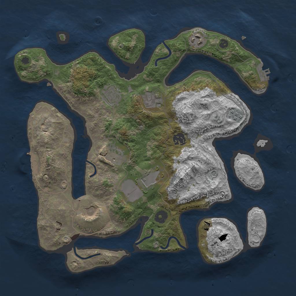 Rust Map: Procedural Map, Size: 3500, Seed: 276485974, 19 Monuments