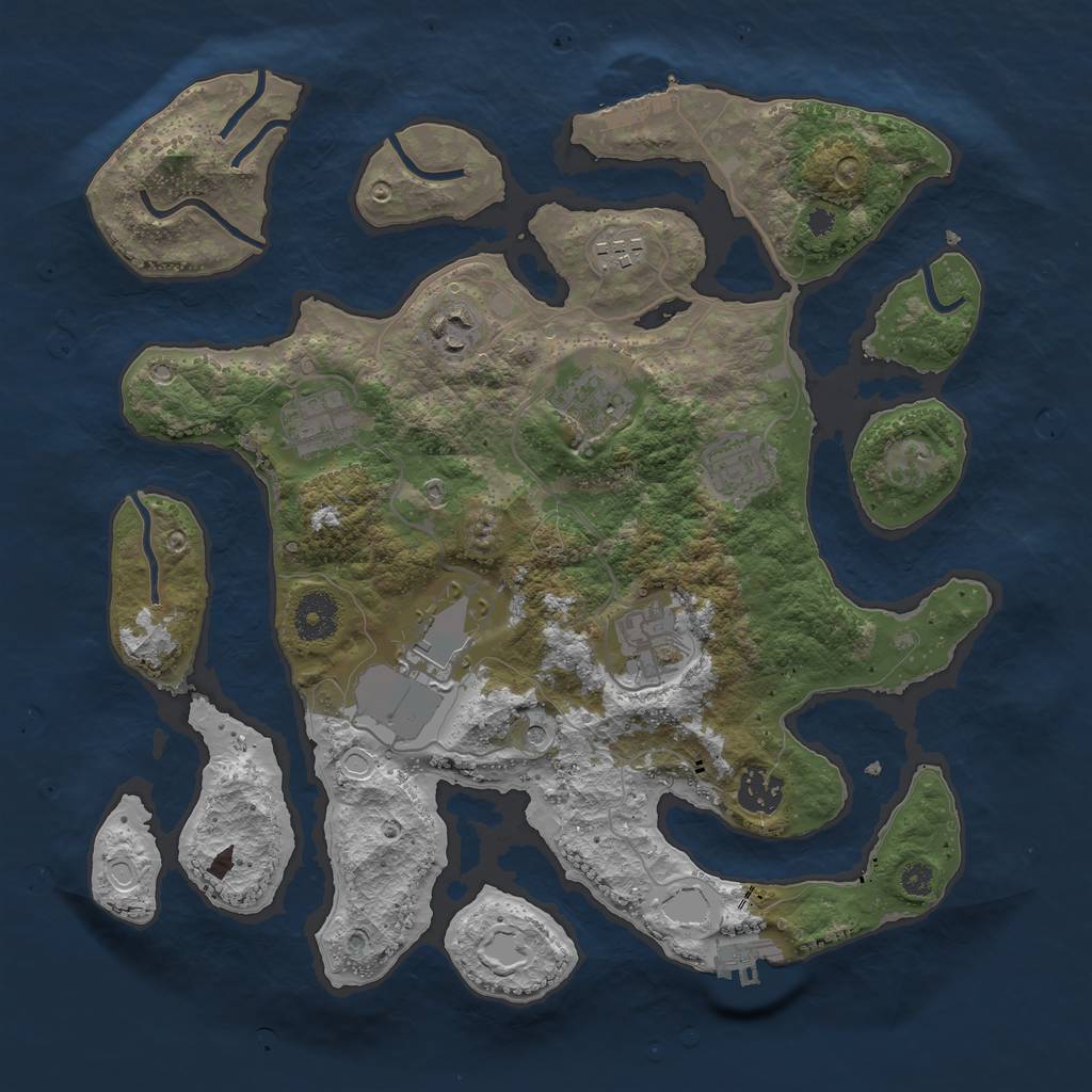 Rust Map: Procedural Map, Size: 3500, Seed: 485230661, 19 Monuments