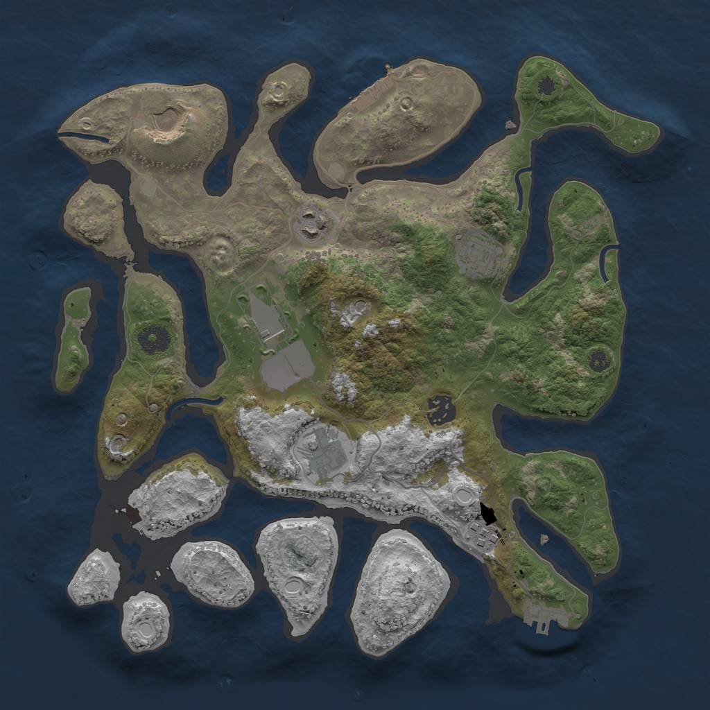 Rust Map: Procedural Map, Size: 3500, Seed: 15448057, 18 Monuments