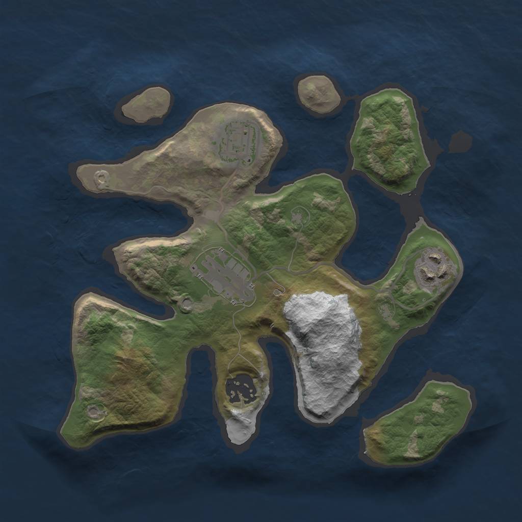 Rust Map: Barren, Size: 2511, Seed: 696053246, 6 Monuments