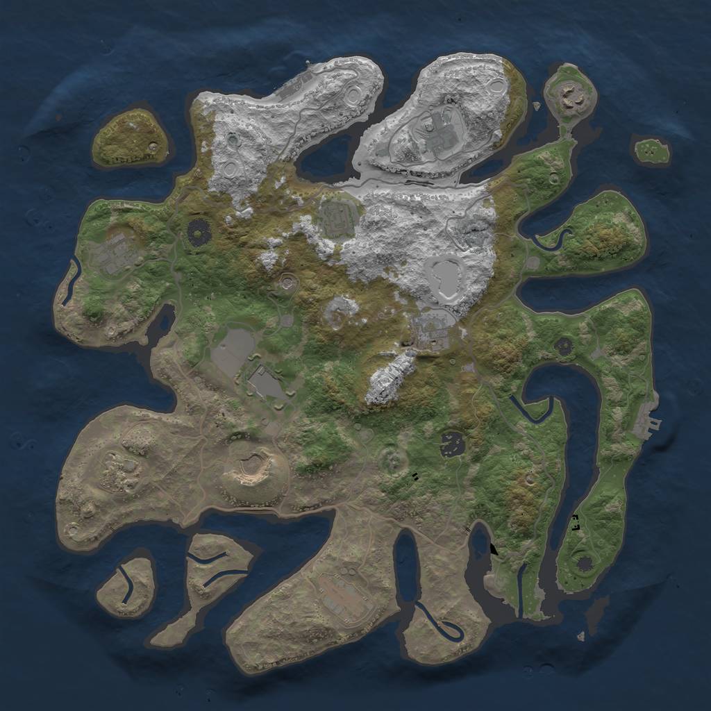 Rust Map: Procedural Map, Size: 4050, Seed: 1648951905, 21 Monuments