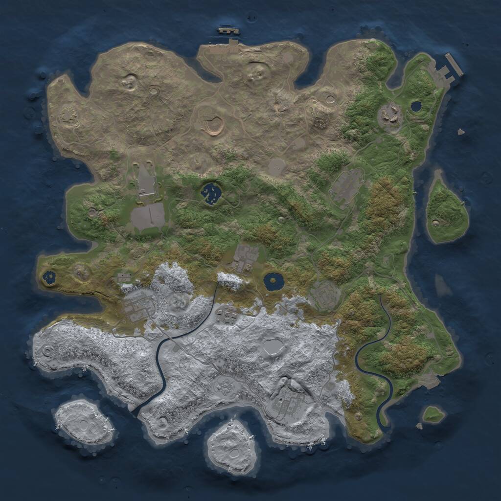 Rust Map: Procedural Map, Size: 3850, Seed: 596795095, 16 Monuments