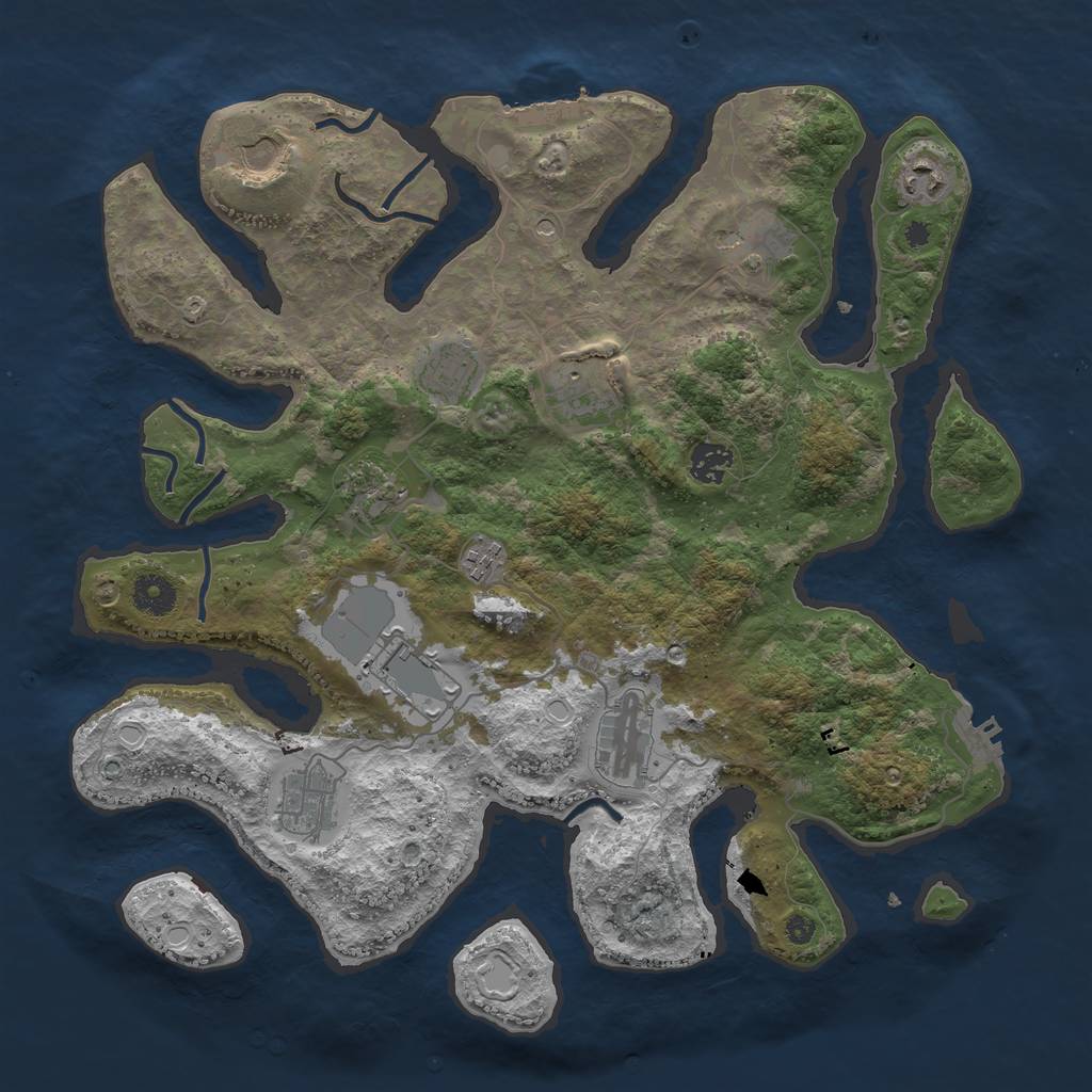 Rust Map: Procedural Map, Size: 3850, Seed: 596795095, 22 Monuments