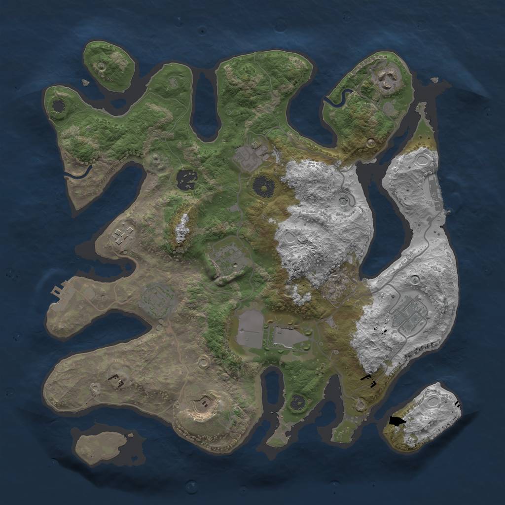 Rust Map: Procedural Map, Size: 3500, Seed: 45645642, 20 Monuments