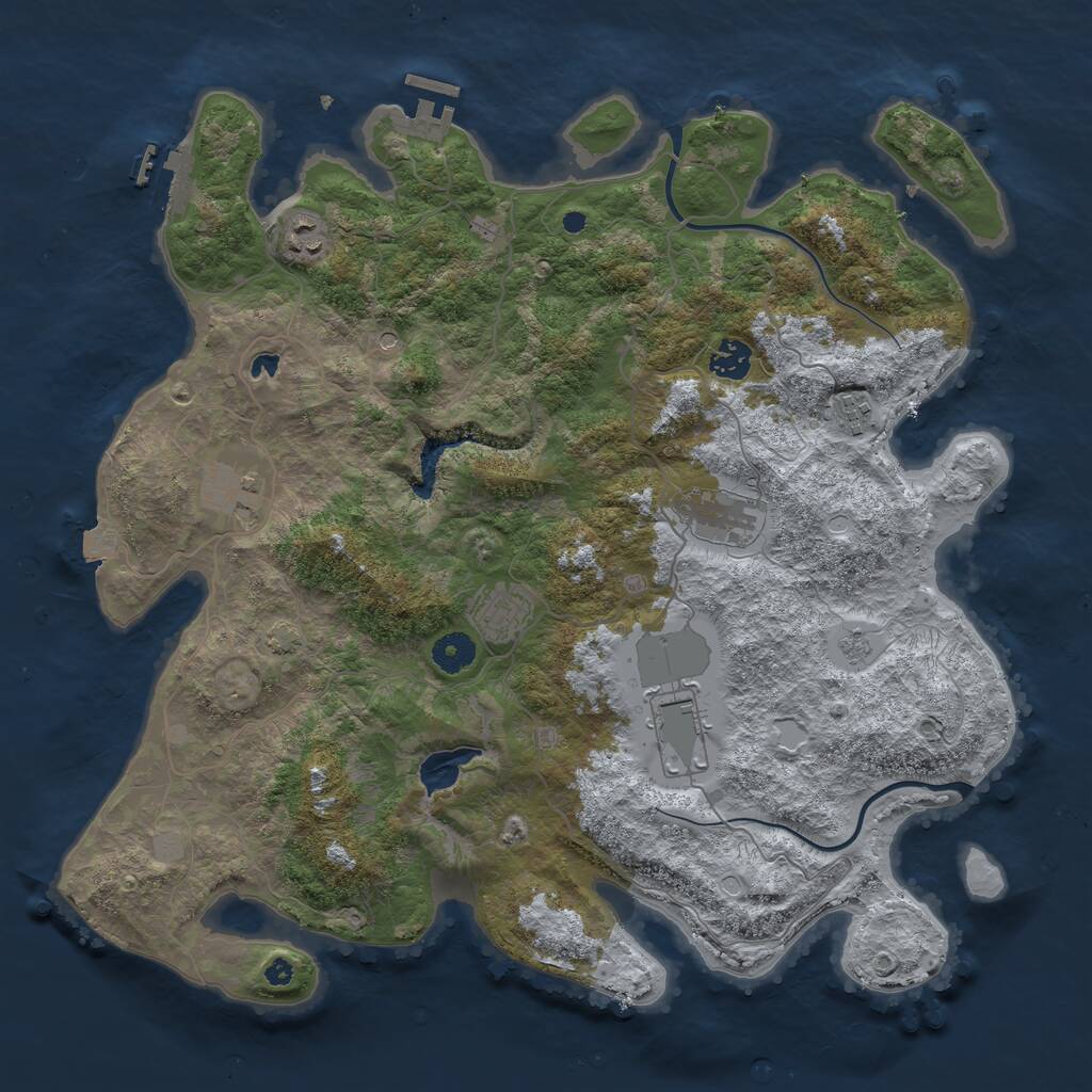 Rust Map: Procedural Map, Size: 4000, Seed: 915934624, 13 Monuments