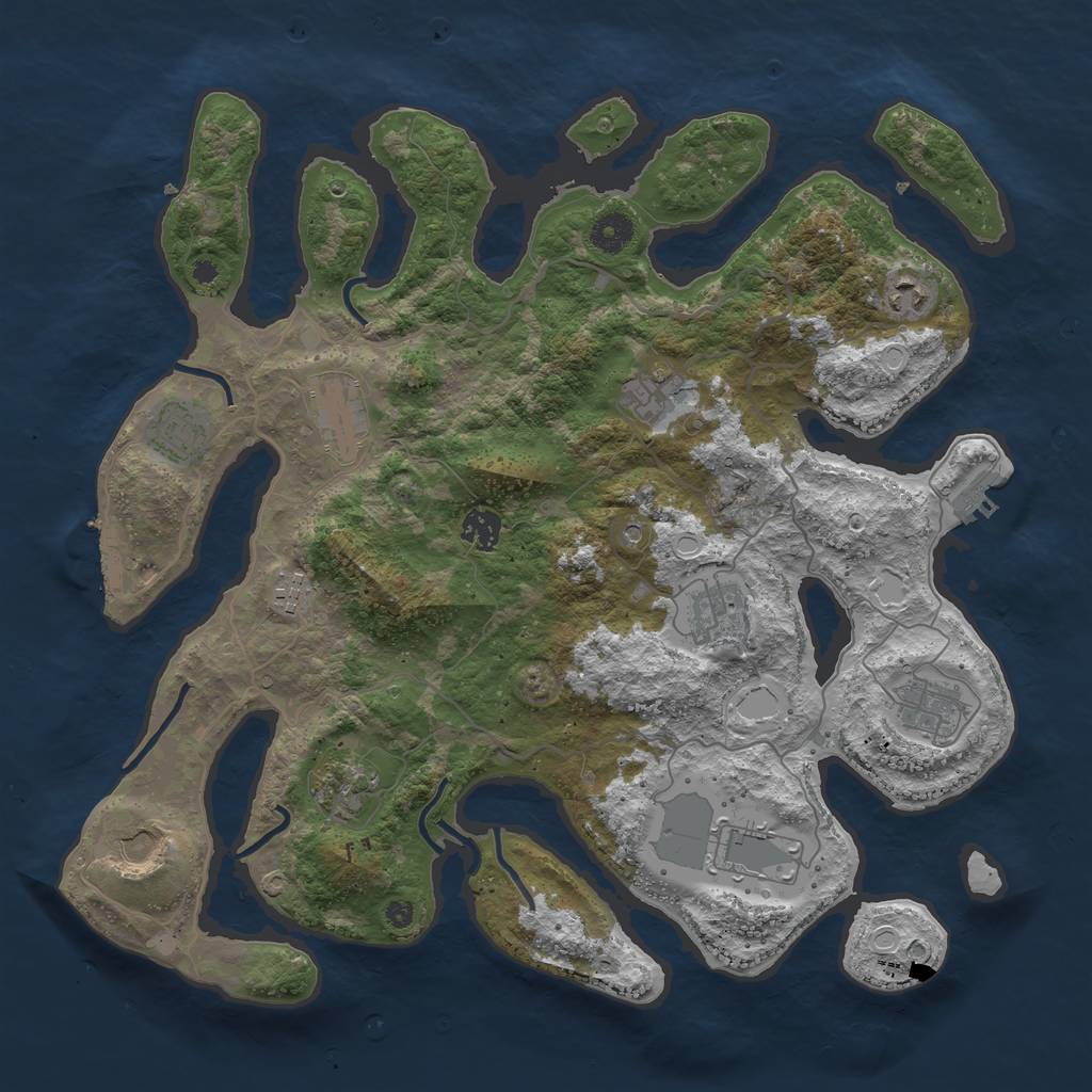 Rust Map: Procedural Map, Size: 4000, Seed: 915934624, 22 Monuments