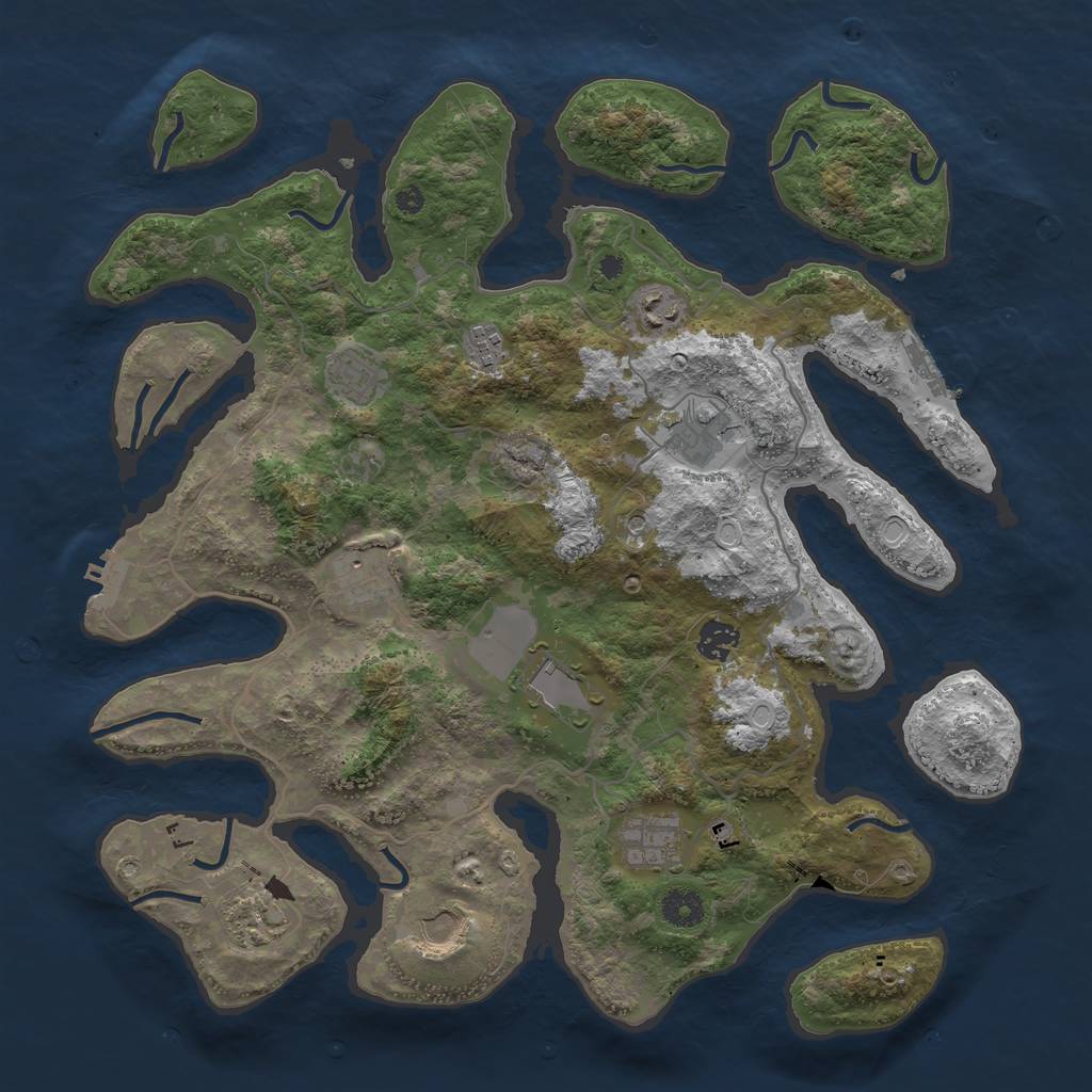 Rust Map: Procedural Map, Size: 4000, Seed: 208297, 21 Monuments