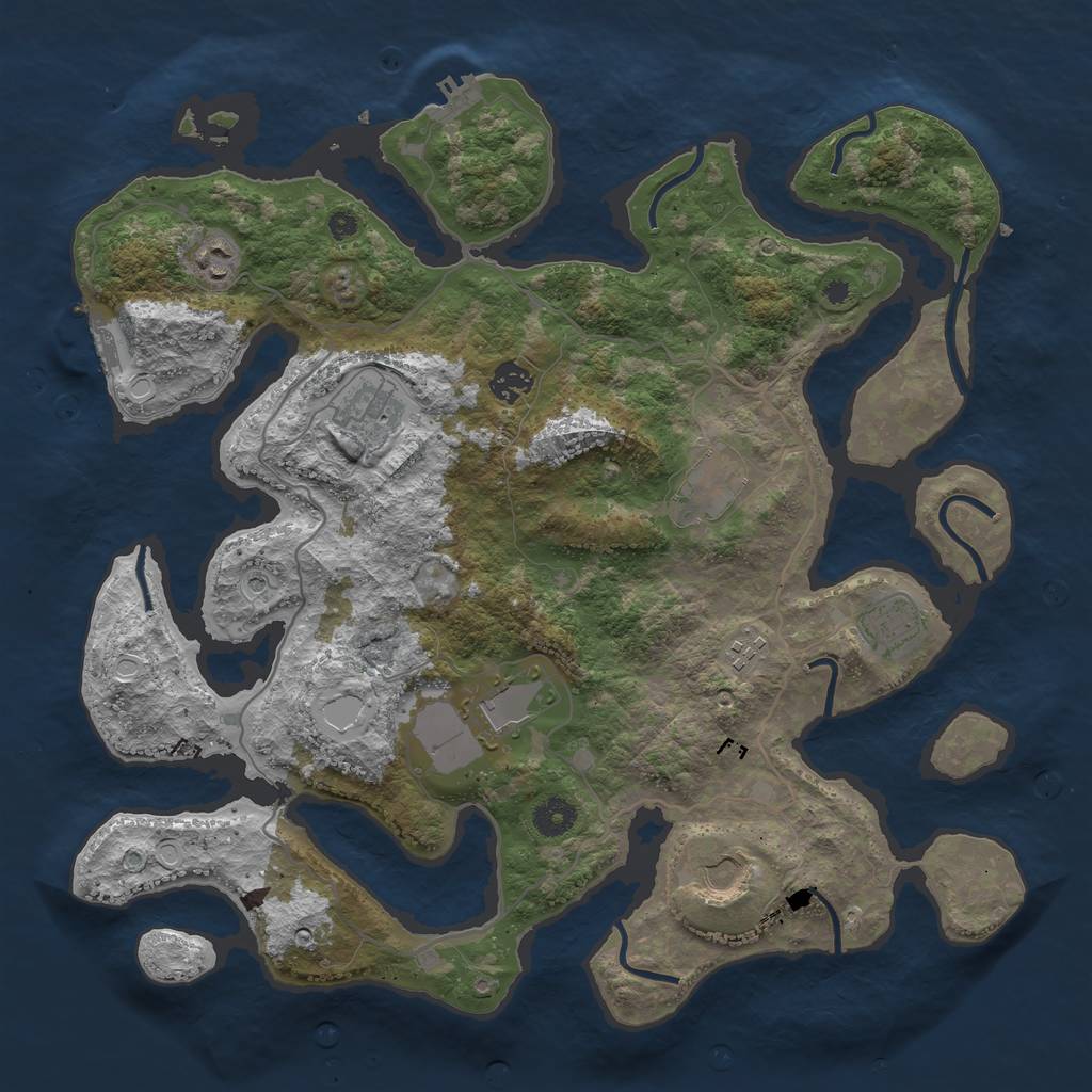 Rust Map: Procedural Map, Size: 4000, Seed: 443838, 19 Monuments