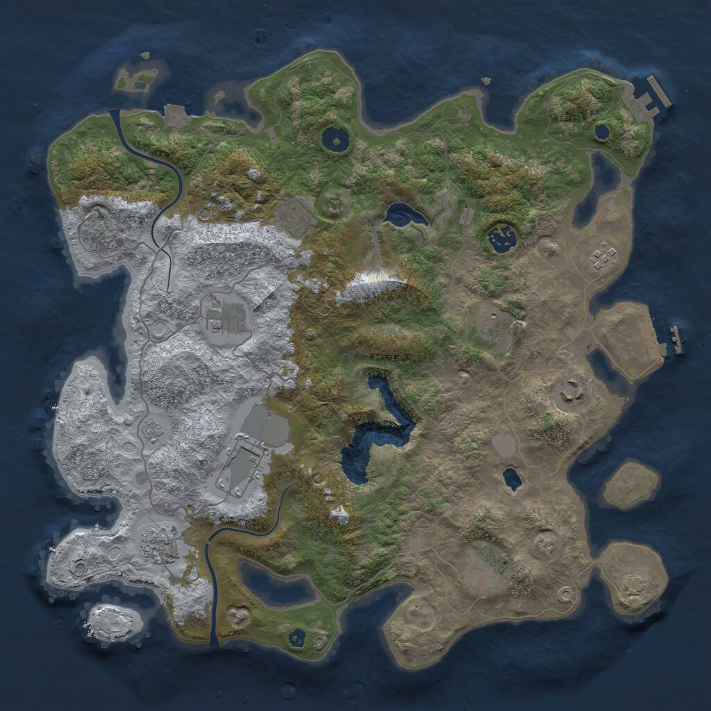 Rust Map: Procedural Map, Size: 4000, Seed: 443838, 15 Monuments