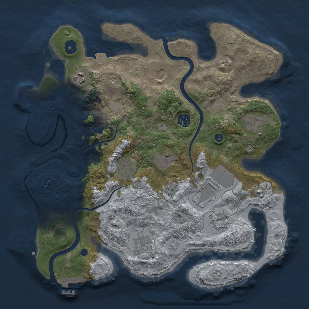 Rust Map: Procedural Map, Size: 3500, Seed: 1810498077, 16 Monuments