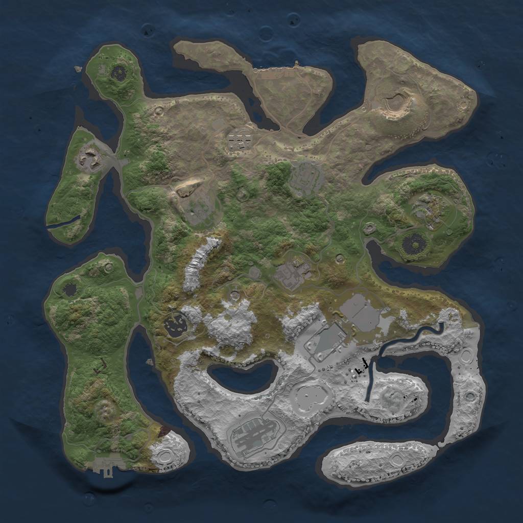 Rust Map: Procedural Map, Size: 3500, Seed: 1810498077, 21 Monuments