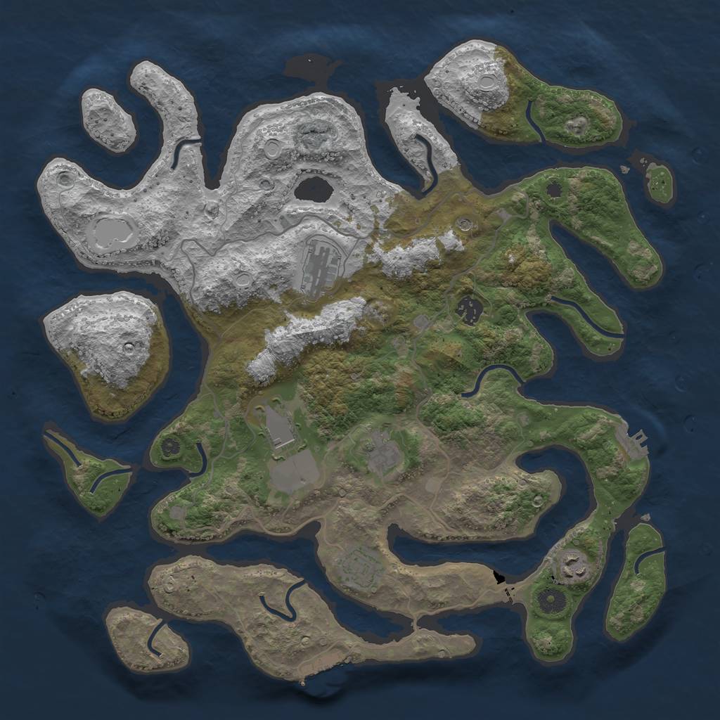 Rust Map: Procedural Map, Size: 4000, Seed: 611591, 17 Monuments