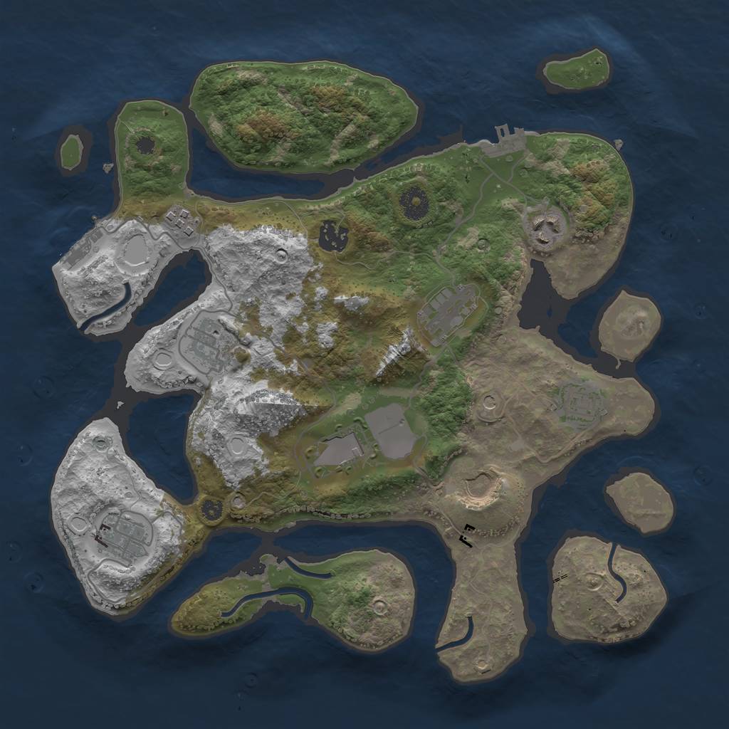 Rust Map: Procedural Map, Size: 3500, Seed: 456645438, 20 Monuments