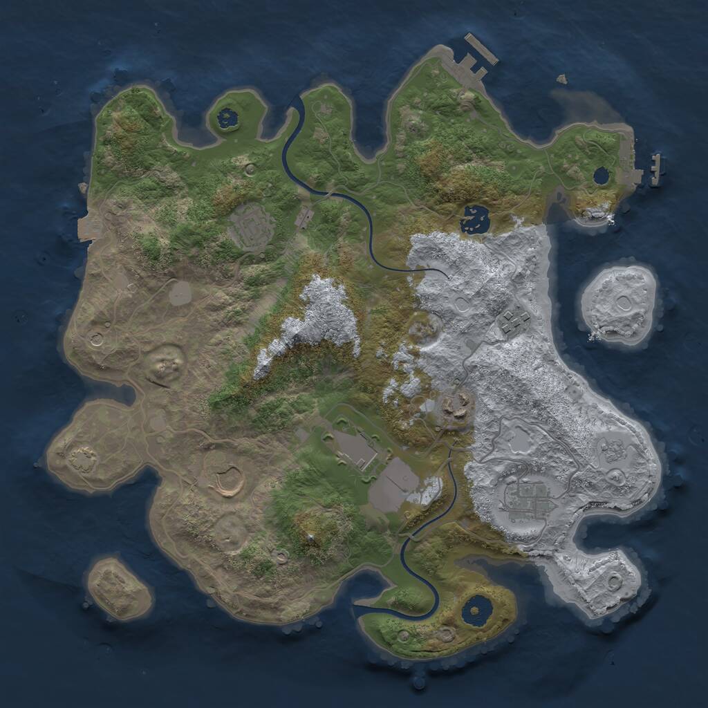 Rust Map: Procedural Map, Size: 3500, Seed: 37437, 13 Monuments