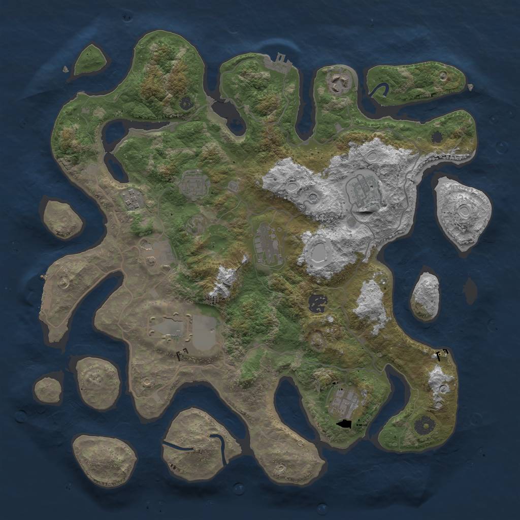 Rust Map: Procedural Map, Size: 4000, Seed: 224343983, 20 Monuments