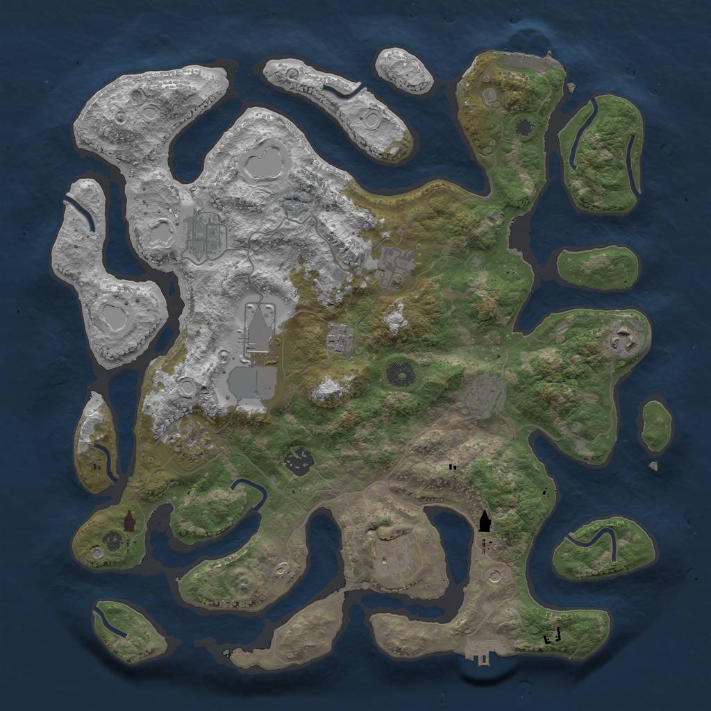 Rust Map: Procedural Map, Size: 3875, Seed: 592804067, 20 Monuments