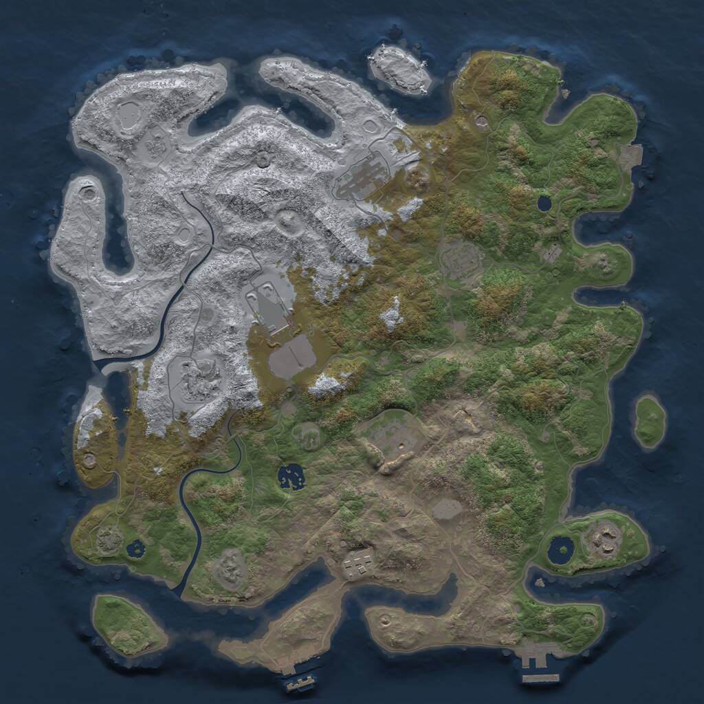 Rust Map: Procedural Map, Size: 3875, Seed: 592804067, 14 Monuments