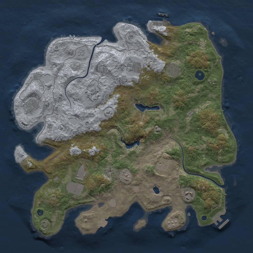 Rust Map: Procedural Map, Size: 4000, Seed: 342631, 14 Monuments