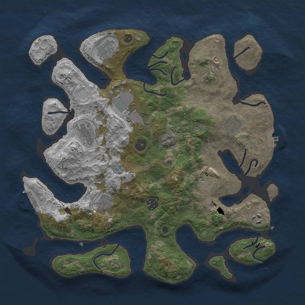 Rust Map: Procedural Map, Size: 3900, Seed: 21871101, 21 Monuments