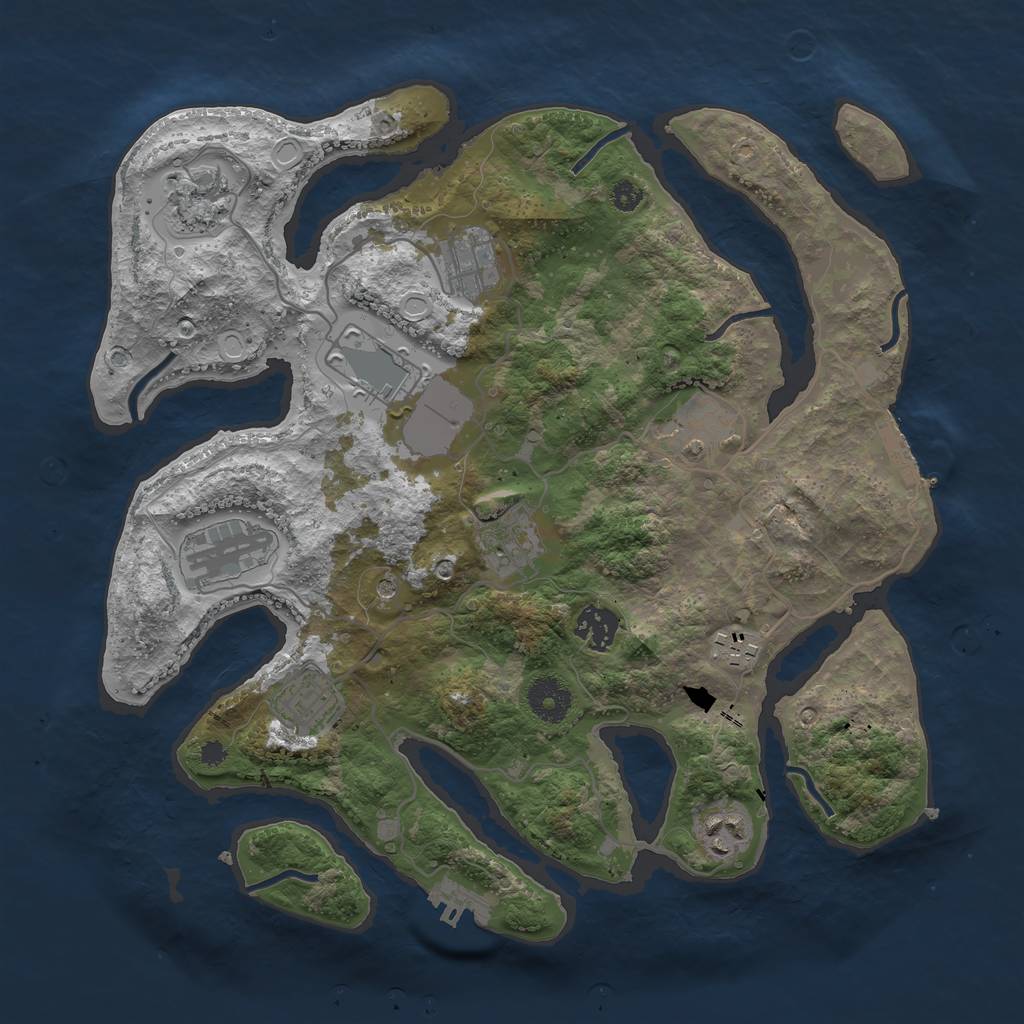 Rust Map: Procedural Map, Size: 3500, Seed: 1497489390, 21 Monuments