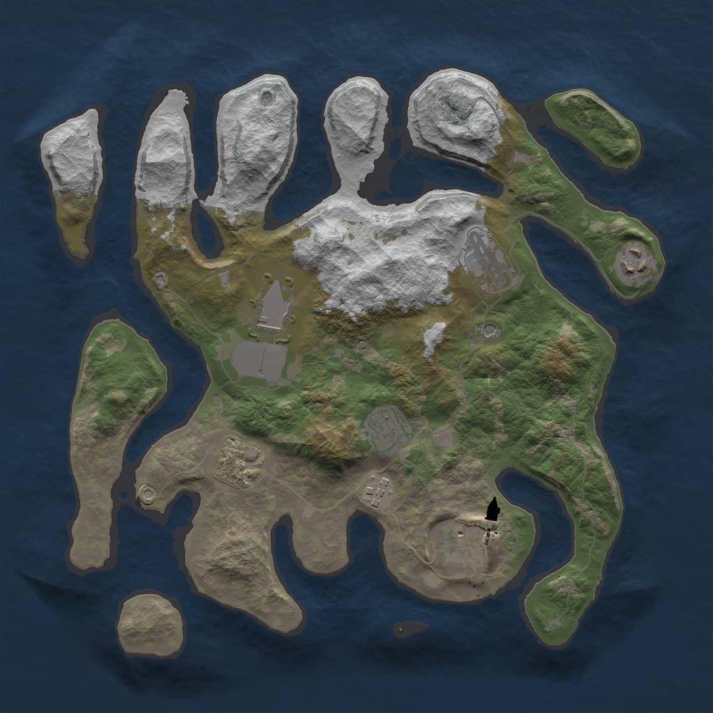 Rust Map: Barren, Size: 3500, Seed: 1796397100, 10 Monuments