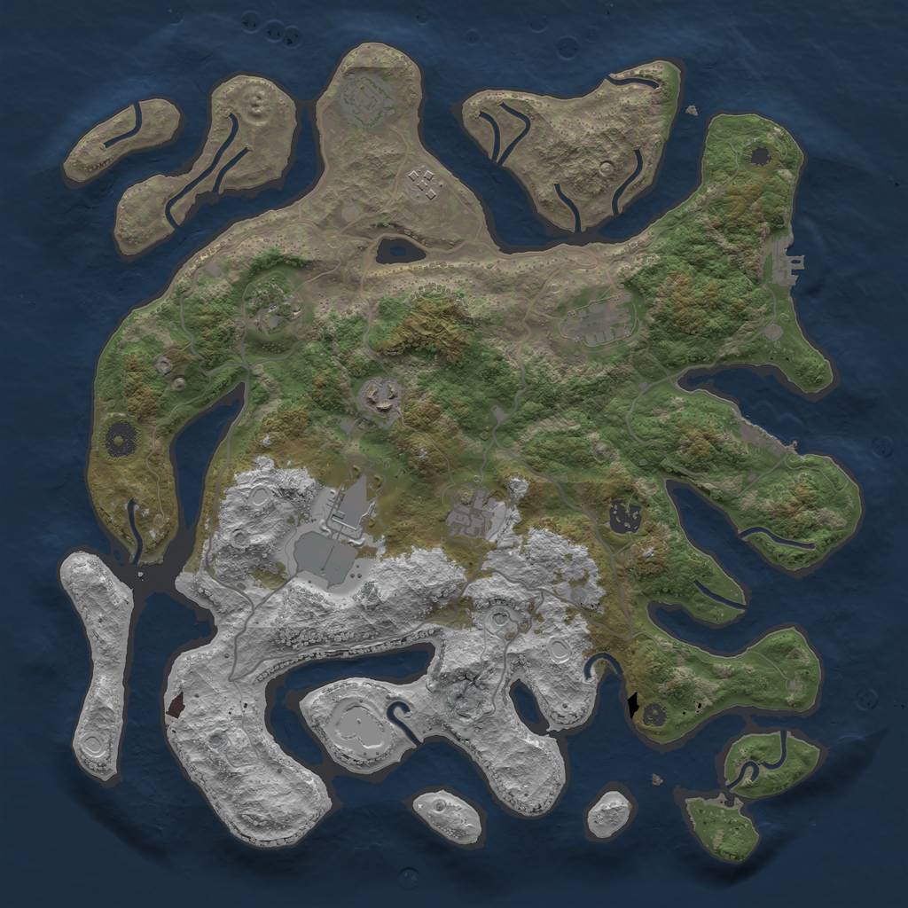 Rust Map: Procedural Map, Size: 4000, Seed: 817014, 19 Monuments