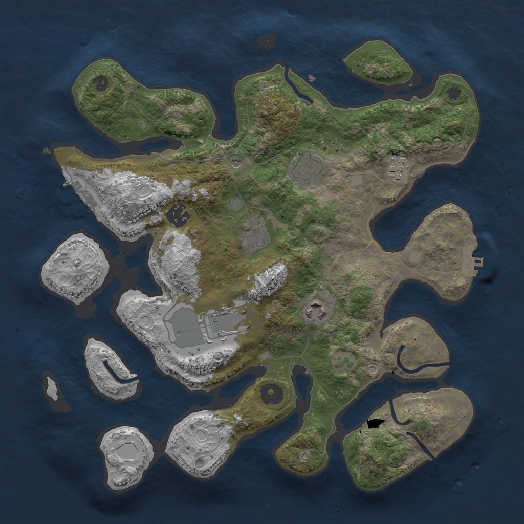 Rust Map: Procedural Map, Size: 3500, Seed: 658541, 17 Monuments