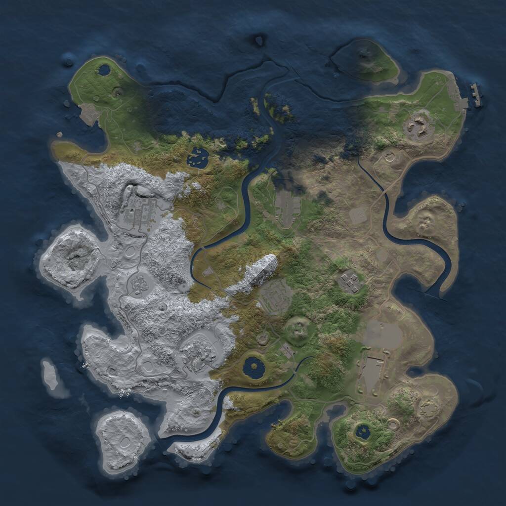 Rust Map: Procedural Map, Size: 3500, Seed: 658541, 13 Monuments