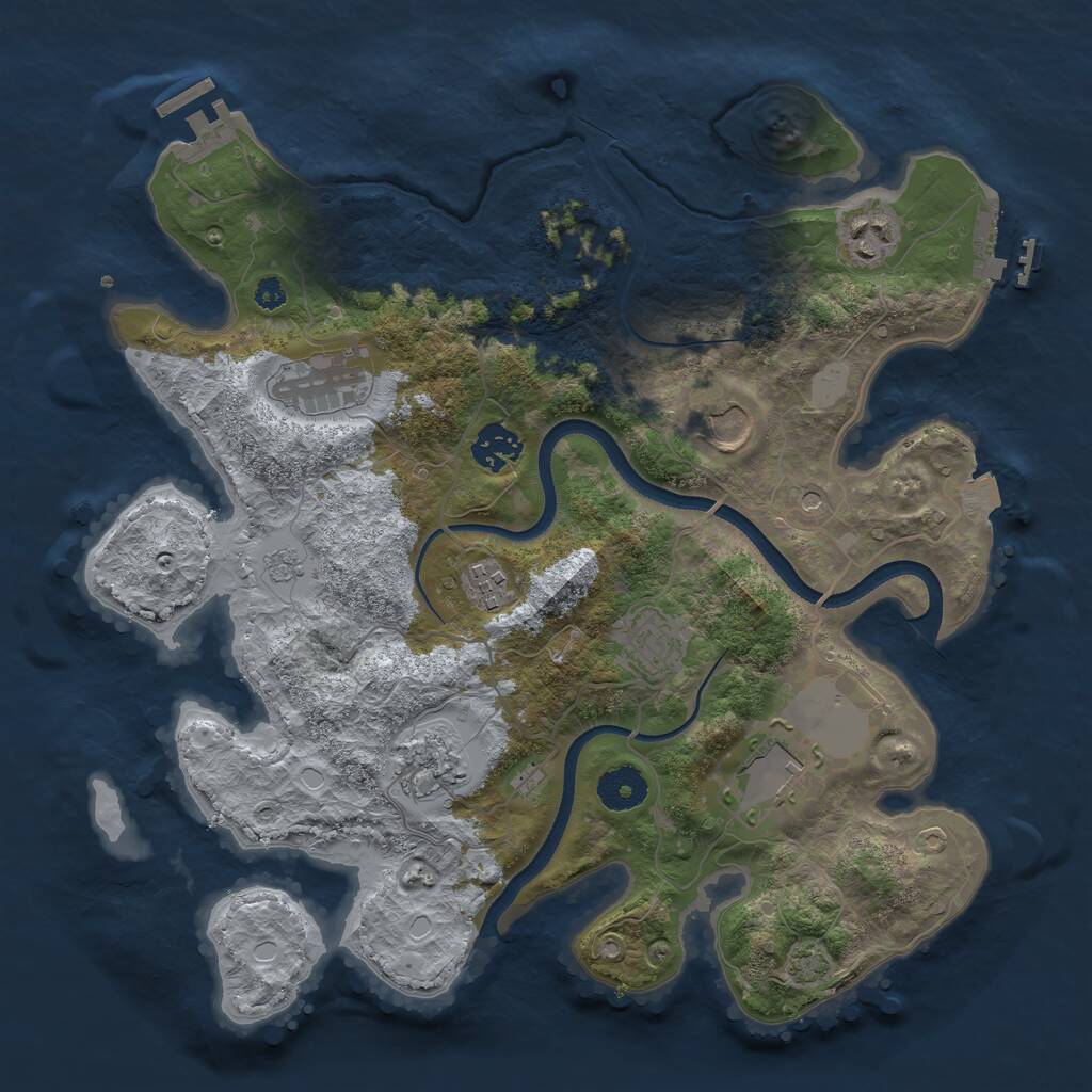 Rust Map: Procedural Map, Size: 3500, Seed: 658541, 14 Monuments