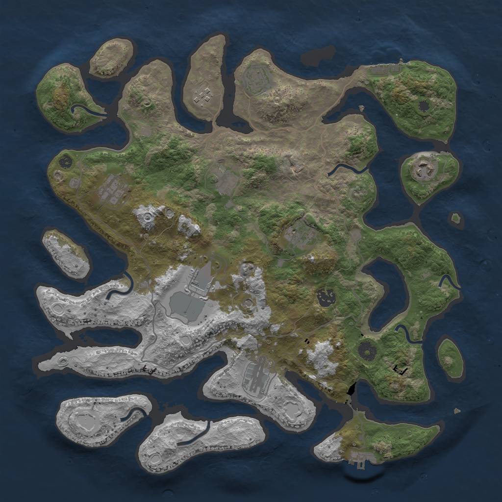 Rust Map: Procedural Map, Size: 4000, Seed: 865537429, 20 Monuments