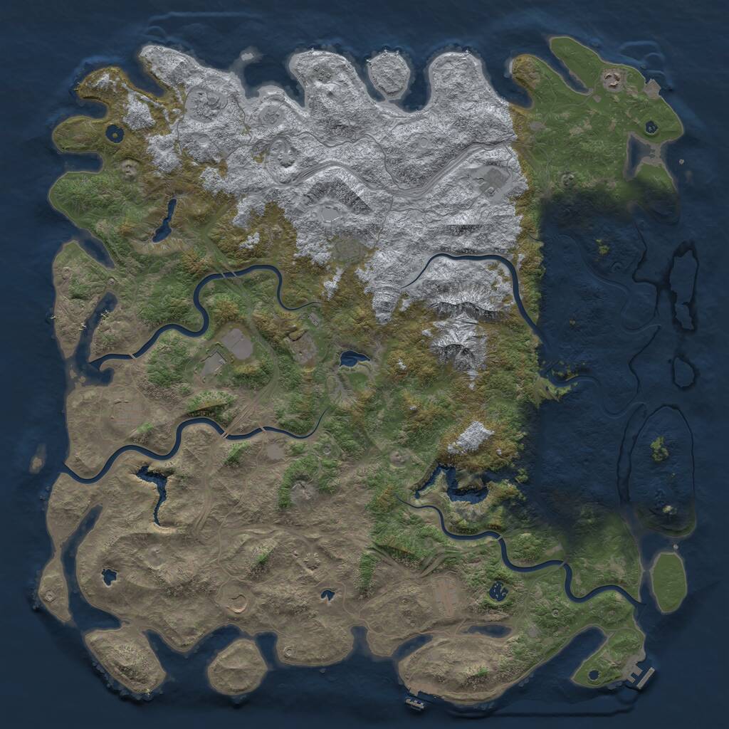 Rust Map: Procedural Map, Size: 6000, Seed: 2843692, 17 Monuments