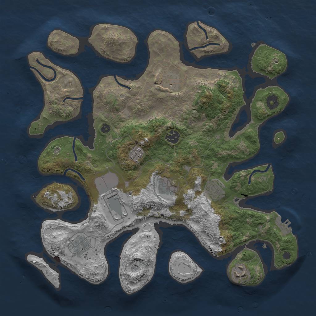 Rust Map: Procedural Map, Size: 3500, Seed: 4885220, 18 Monuments